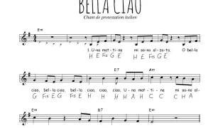 Partytura z tekstem "Bella Ciao". Nuty i akordy dla piosenki protestacyjnej.