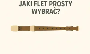 Brązowy flet prosty sopranowy z beżowymi elementami. Idealny do nauki gry na instrumencie.