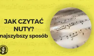 Jak czytać nuty na gitarze? Najszybszy sposób. Nuty na tle żółtej kartki z nutami.