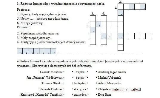 Rodzaje muzyki jazzowej w krzyżówkach - najpopularniejsze hasła