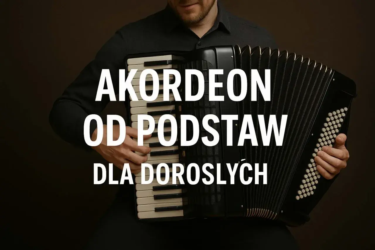 Mężczyzna gra na akordeonie. Piękna gra na akordeonie od podstaw dla dorosłych.