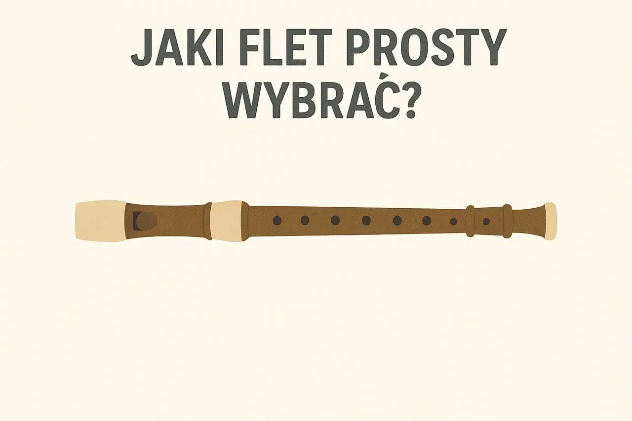 Brązowy flet prosty sopranowy z beżowymi elementami. Idealny do nauki gry na instrumencie.